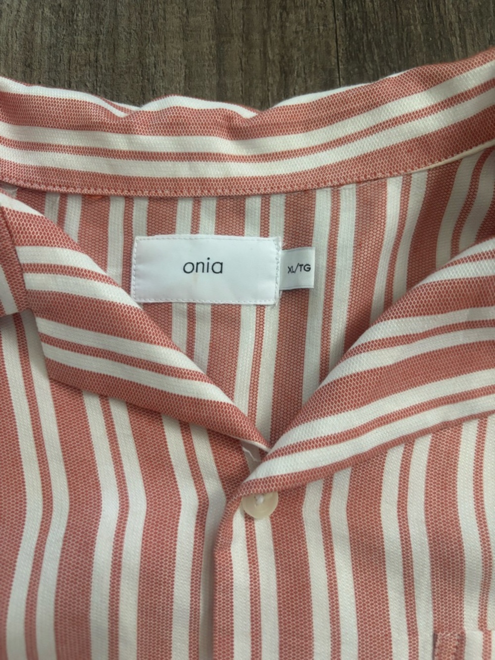 Onia Striped Camp Collar Short Sleeve Button Down Shirt - Picture 2 of 3